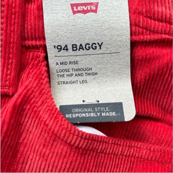 Levi’s 28 x 31 Corduroys Jeans ‘94 Baggy Valiant Poppy Corduroy straight leg NWT - Picture 8 of 9